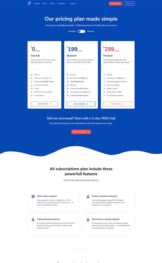 Pricing page preview